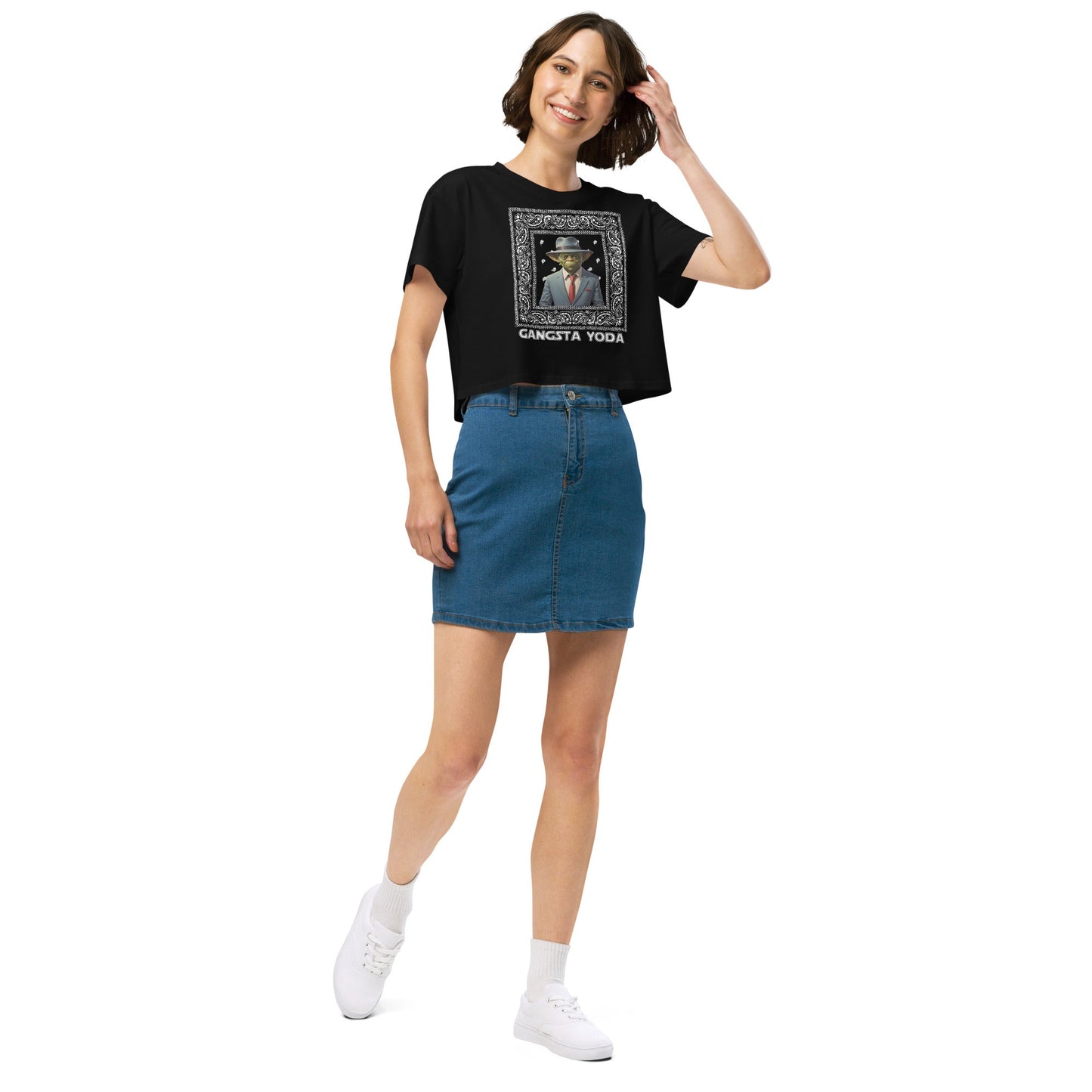 Gangsta Yoda Women’s crop top - Elevaleaf - 