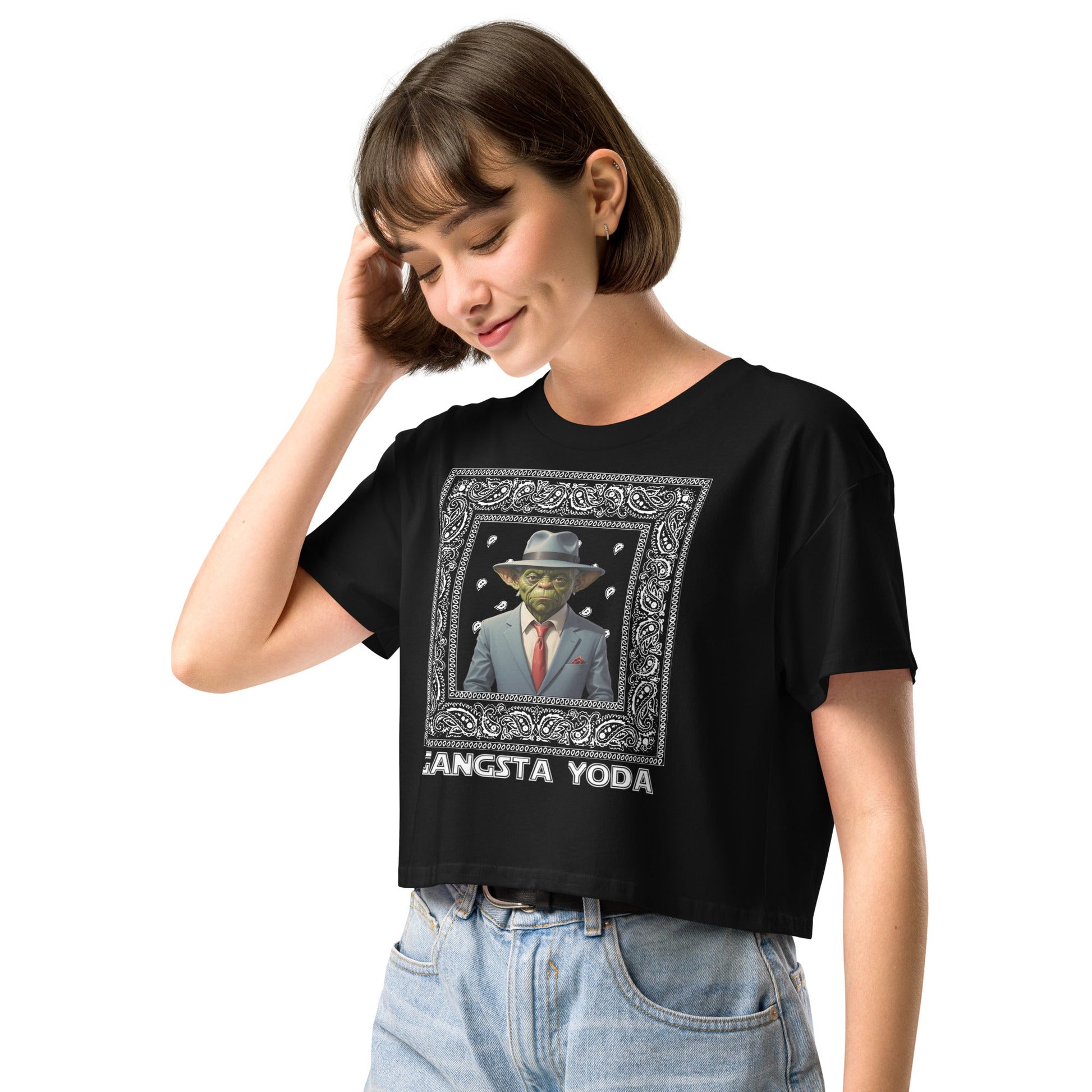 Gangsta Yoda Women’s crop top - Elevaleaf - 